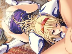 armor ass blonde_hair fellatio female game_cg hairband hatozuki_tsumiki mine_fukaki_se_ni_tayutau_uta oral panties penis underwear white_panties