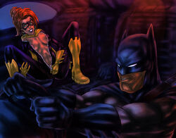 all-star_batman_and_robin barbara_gordon batgirl batman batman_(series) bodysuit bruce_wayne dc_comics female male open_clothes tagme undressing wicka