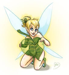 disney disney_fairies fairy female jpg leaf nipples peter_pan_(disney) signature smile tagme tinker_bell wings yam