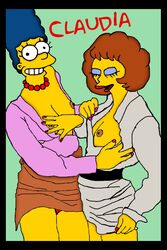 breasts claudia-r clothes color female female_only human marge_simpson maude_flanders multiple_females multiple_girls nipples smile tagme the_simpsons yuri