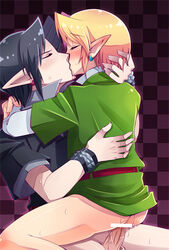 dark_link gay link link_(ocarina_of_time) male_only nintendo ocarina_of_time penis selfcest straight_hair the_legend_of_zelda yaoi