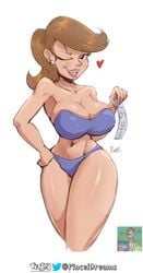 bikini breasts brown_hair condoms earrings female female_only large_breasts lipstick looking_at_viewer mature mature_female milf mother nickelodeon swimsuit the_fairly_oddparents thick_thighs timmy's_mom viejillox wide_hips