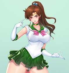 1girls big_breasts bishoujo_senshi_sailor_moon brown_eyes brown_hair cameltoe clothed clothing erect_nipples female female_only large_breasts leotard makoto_kino night_(artist) panties pantyshot ponytails pose sailor_jupiter short_skirt skirt solo solo_female thick_thighs tight_clothing