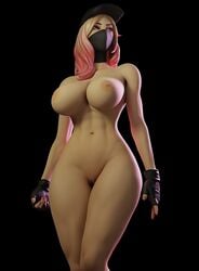 1girls 3d 3d_(artwork) abs absurd_res areolae athleisure_assassin big_breasts blonde_female blonde_hair female female_only fortnite fortnite:_battle_royale hat looking_away mask nude pussy solo tagme thick_thighs wide_hips wotm8h8