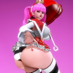 3d ass belly_shirt big_ass big_breasts big_butt bottom_heavy breasts bubble_ass bubble_butt crown fat_ass fat_butt female female_only huge_ass huge_butt large_ass large_breasts large_butt lipstick nail_polish one_piece panties perona pink_hair poking_ass prevence shimapan shounen_jump skirt stockings striped_legwear striped_panties twintails umbrella