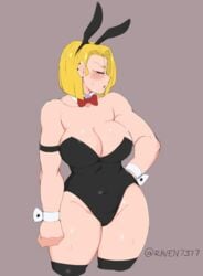 1girls android_18 blonde_hair cameltoe cleavage curvy dragon_ball erect_nipples female huge_areolae huge_ass huge_breasts raven7377 ribbon short_hair voluptuous wide_hips