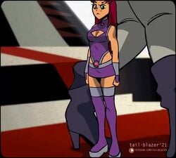 2girls animated ass crushed dat_ass dc dc_comics death female female_only giantess huge_ass larger_female macro multiple_girls no_sound raven_(dc) shimapan short_playtime size_difference smaller_female snuff starfire tail-blazer teen_titans video