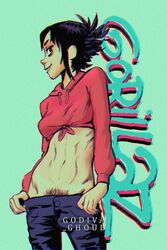 athletic athletic_female bags_under_eyes female female_focus female_only female_pubic_hair godiva_ghoul gorillaz hi_res noodle_(gorillaz) nudity pubes pubic_hair pubic_hair_peek tagme