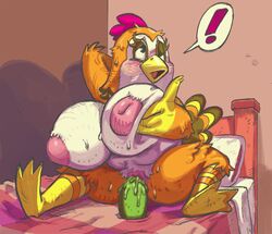 ! animal_crossing ava_(animal_crossing) avian chicken dildo female furry hand_on_breast huge_breasts nintendo nondelismell pussy sex_toy video_games