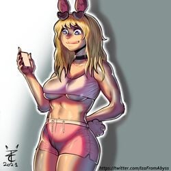 1girls ass big_ass big_breasts big_butt breasts bunny_ears bunny_girl female furry furry_only grey_fur izalith_chaos midget rabbit yellow_hair