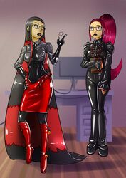 2girls corruption dollification identity_death latex multiple_girls post_transformation rubber vanessarubberart