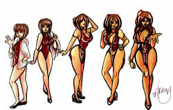 ass_expansion bimbo bimbofication breast_expansion female flats hair_color_change hair_growth huge_breasts identity_death lip_expansion lips nabiki_tendo navel nipples ranma_1/2 revealing_clothes swimsuit tan thick_thighs trampy-hime transformation_sequence wide_hips