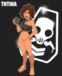 blue_eyes bottomless brown_hair fortnite fortnite:_battle_royale millennium_(artist) tagme tntina vagina