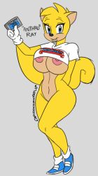 1girls almost_naked anthro bare_nipples big_breasts bottomless breasts cap.hornybotellie49 female female_only furry huge_breasts large_breasts ray_the_flying_squirrel rule_63 sonic_(series) sonic_the_hedgehog_(series) tight_clothes tight_clothing