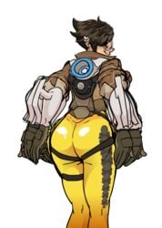 animated big_ass big_butt bubble_butt colored jiggle overwatch smirk tracer wooleyworld