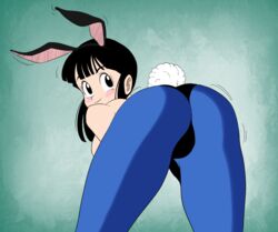 1girls asian ass blue_pantyhose bunny_costume bunny_ears bunny_girl bunny_tail bunnysuit butt chichi cosplay dat_ass dragon_ball dragon_ball_(classic) krimreaper no_bra pantyhose pepipopo petite recolor sideboob teenager