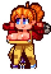 animated big_breasts boob_window casual casual_nudity clothed colored female female_only loop looping_animation mechanic_(terraria) no_bra pixel_animation pixel_art sprite tagme terraria terraria_(lewdrraria) unknown_artist