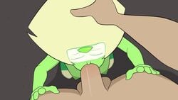 1boy 1girls absurd_res animated deepthroat eye_contact fellatio freako green_skin huge_cock oral peridot_(steven_universe) steven_universe