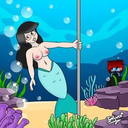 breasts iori_(iori_licea) iori_licea juna_(oc) juna_guerrero mermaid naked original pole_dancer pole_dancing underwater