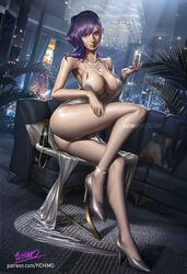 1girls anklet armpits ass azur_lane big_breasts blue_hair breasts chair cityscape cleavage clothed dress drink female glass hair_ornament high_heels holding_object indoors leg_up magenta_eyes necklace night panties pinup pose purse side_view silver_dress sitting sleeveless smile sofa solo solo_focus st._louis_(azur_lane) st._louis_(luxurious_wheels)_(azur_lane) white_panties yichimoo