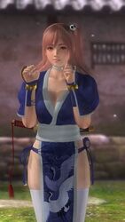 3d breasts cosplay dead_or_alive female game_screenshot honoka_(doa) japanese_clothes kasumi_(doa) kasumi_(doa)_(cosplay) revealing_clothes screenshot solo tagme