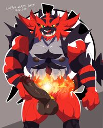 anthro balls bara barazoku boner erection furry game_freak incineroar logan_sato male_focus male_only nintendo penis pokemon pokemon_sm