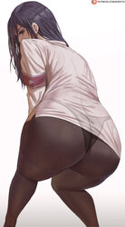 1girls ass attack_on_titan big_ass big_butt black_hair butt fat_ass female female_only large_ass pantyhose pieck_finger shexyo shingeki_no_kyojin solo solo_female thick thick_ass thick_thighs