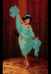 2010 aladdin arabian disney disney_princess female female_only nipples princess_jasmine smiling solo spiritto veil veil_dance