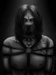 black_and_white bondage brown_hair bucky_barnes harness male male_only marvel marvel_cinematic_universe mussle winter_soldier