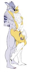 5_toes ambiguous/ambiguous ambiguous_gender anthro bandai_namco canid canine canis cuddling digimon digimon_(species) duo feet fox hi_res mammal nude renamon spottedp_anda0046 toes weregarurumon wolf