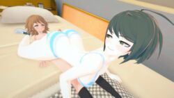 1boy 1girls 3d ass ass_cleavage big_ass blush blushing bra breasts butt_crack buttjob cfnm clothed_female clothed_female_nude_male danganronpa danganronpa_ultra_despair_girls embarrassed embarrassed_nude_male erect_penis erection fujisaki_chihiro koikatsu naegi_komaru naked naked_male nude nude_male only_one_naked packed_mushrooms panties penis penis_peek penis_tip shimapan smooth_skin socks_only underwear