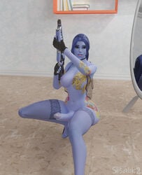 3d big_ass big_penis futa_only futanari large_penis long_hair overwatch sisalik widowmaker