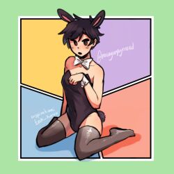 bunny_ears bunny_tail bunnysuit duxo femboy purple_hair stockings youtube_hispanic