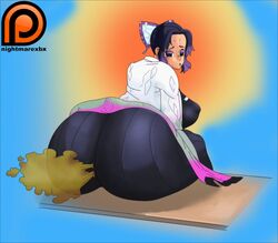 ass_in_dress big_ass demon_slayer fart fart_cloud fart_fetish female female_only huge_ass kimetsu_no_yaiba kochou_shinobu nightmarexbx solo squatting