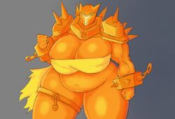 armor big_breasts chubby cleavage fat huge_breasts monster_girl muscular_female pancaketomo terraria thick_thighs wide_hips