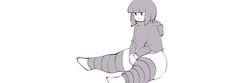 adorable ass chara cute dinomite_(artist) fat_ass half-dressed hoodie simple_background sitting smile tagme thighhighs undertale white_background