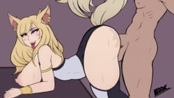 ahe_gao ahri animated animated_gif big_ass big_breasts big_butt blonde_hair breasts cat_ears dark-skinned_male doggy_style eduuux fox_ears fox_girl fox_tail k/da_ahri k/da_series league_of_legends loop male minishorts nipples open_mouth panties penis pink_nipples pleasure_face pussy_juice testicles tongue_out vaginal_penetration