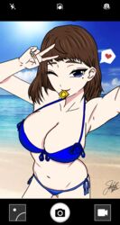 bikini condom_in_mouth red_lipstick samsung samsung_sam selfie white_skin