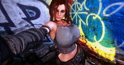 1girls 3d 3d_(artwork) absurdres alternate_breast_size areola areolae bare_shoulders big_breasts breasts brown_hair bulletstorm busty clothed clothed_female curvy eyebrows eyelashes eyeshadow female female_only female_solo hair highres hips huge_breasts human human_female human_only human_solo large_breasts lips looking_at_viewer navel nipples nose sci-fi science_fiction scifi shiny shiny_skin short_hair solo solo_female source_filmmaker stomach thick_lips trishka_novak upper_body vaako voluptuous wide_hips