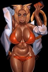 1girls big_breasts breasts cleavage dark-skinned_female dark_skin female female_only gyaru gyaru_catgirl_(kevbot) kevbot large_breasts looking_at_viewer original solo