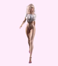 1girls 3d animated bimbo bouncing_breasts breasts female female_only huge_breasts p0wer-up3dx solo thick_thighs wide_hips