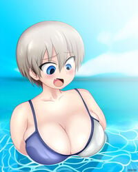 beach bikini bikini_top josuedu partially_submerged side_boob sideboob uzaki-chan_wa_asobitai! uzaki_hana water