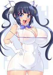 busty curvy dungeon_ni_deai_wo_motomeru_no_wa_machigatteiru_darou_ka hestia_(danmachi) nipples_visible_through_clothing semikichi tagme