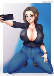 1girls big_breasts blue_eyes breasts brown_hair busty cleavage female female_focus female_only hips huge_breasts large_breasts samsung samsung_sam short_hair solo solo_female tagme thick thick_thighs thighs wide_hips zerock69