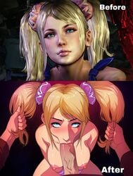 1boy 1girls :>= areolae before_and_after big_breasts big_lips blonde_hair blowjob blowjob_face blue_eyes breasts cheerleader comic double_bun edit fellatio fellatio_face female hair_pull handlebars juliet_starling lips lollipop_chainsaw long_hair looking_at_viewer looking_pleasured looking_up male male_pov naughty_face nipples no_bra oral oral_sex partial_male penis petite pleasure_face pov pov_eye_contact pulling_hair pulling_twintails saliva seductive_eyes text thick_lips triplexmile twintails uncensored vacuum-like_fellatio vacuum_blowjob vacuum_fellatio vacuum_suck vein veiny_penis