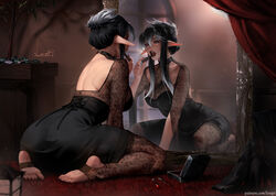 1girls ass barefoot choker elf end_agony feet female female_only goth kiseira_icolde_(end_agony) lerapi solo toes