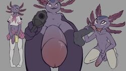 aiming_at_viewer amphibian anthro armwear astolfo_monster_cosplay_(meme) axo_(fortnite) axolotl balls beverage_can big_penis biped bodily_fluids bottomwear clothed clothing comparing crossdressing disembodied_penis duo elbow_gloves epic_games erection external_gills femboy footwear fortnite gay genitals gills girly gloves grey_background gun handgun handwear holding_gun holding_object holding_penis holding_pistol holding_weapon ittybittykittytittys kneeling legwear looking_at_viewer looking_down looking_up male male/male meme_attire midriff mole_salamander mostly_nude naked navel penis pistol purple_body purple_skin ranged_weapon salamander_(amphibian) saliva saliva_string school_uniform simple_background skirt smile socks solo solo_focus standing tail text thigh_socks thighhighs tongue tongue_out uniform video_games weapon white_socks