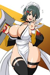 1girls 2021 areola_slip bare_thighs big_breasts black_eyes black_hair breasts cleavage huge_breasts iroha maid maid_headdress mergeritter ninja open_mouth pelvic_curtain samurai_shodown short_hair tagme thick thick_thighs thighs thunder_thighs voluptuous wide_hips