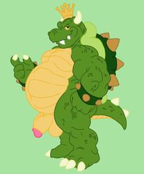 2018 3_toes 4_fingers anthro ass balls bedroom_eyes belly biceps big_belly bowser collar colored crown edit half-closed_eyes half-erect horn humanoid_penis king_koopa koopa looking_at_viewer male male_only mario_(series) musclegut muscular muscular_male navel nintendo nude overweight overweight_male penis presenting presenting_penis retracted_foreskin scales scalie seductive side_view simple_background smile solo spiked_armlet spiked_collar spikes teeth the_super_mario_bros._super_show! toes toomanyboners uncut video_games white_background