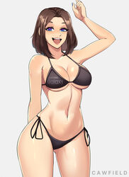 1girls armpits bikini blue_nails cawfield female female_only fully_clothed multicolored_eyes nail_polish samsung samsung_galaxy samsung_sam simple_background solo swimsuit tagme white_background